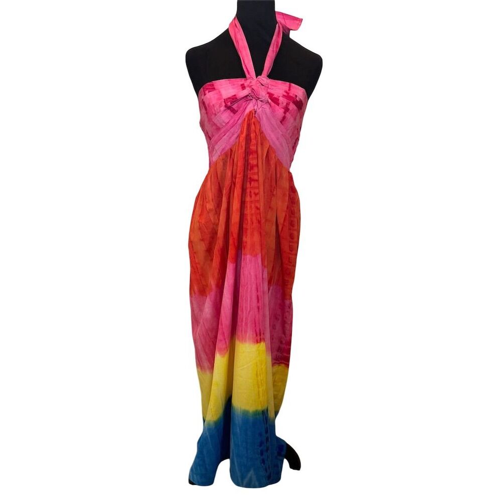 La Leela Women's Tie Dye Multicolor Sarong Dress Beach Cover-Up